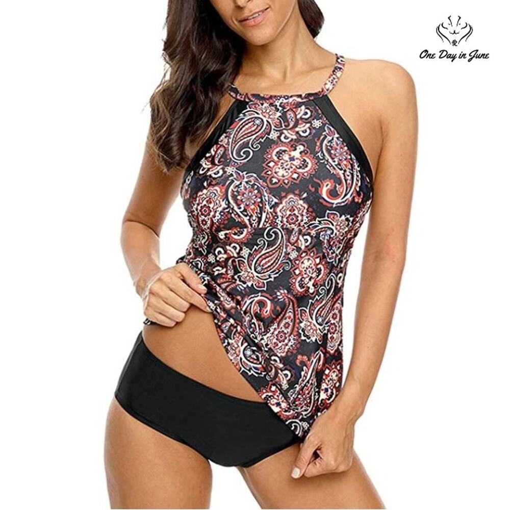 Sociala High Neck Paisley Bikini Swimsuit Size XL